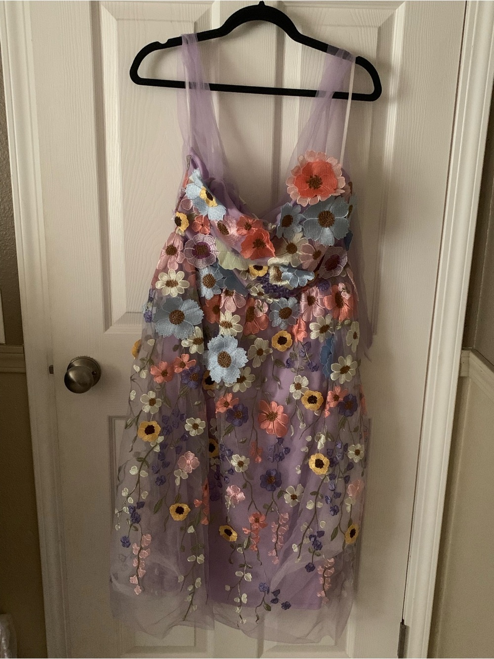 Lavender Floral Appliqué Tulle Dress